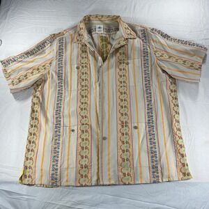 The Territory Ahead Men's XXL Short Sleeve Button Up Shirt Embroidered Boho